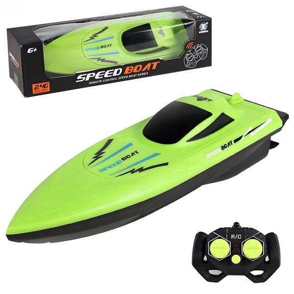 Unbranded 2.4G Remote Control Boat, High Speed Dual Motor RC Speedboat for Pools and Lakes, Outdoor Water Toy for Boys and Girls Age 6 , Green