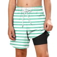 thumbnail image 2 of Guluxicc Boys Swim Trunks with Compression Kids Striped Printed Beach Shorts Summer Quick Dry Bathing Suit Swimsuit with Pockets, 2 of 10