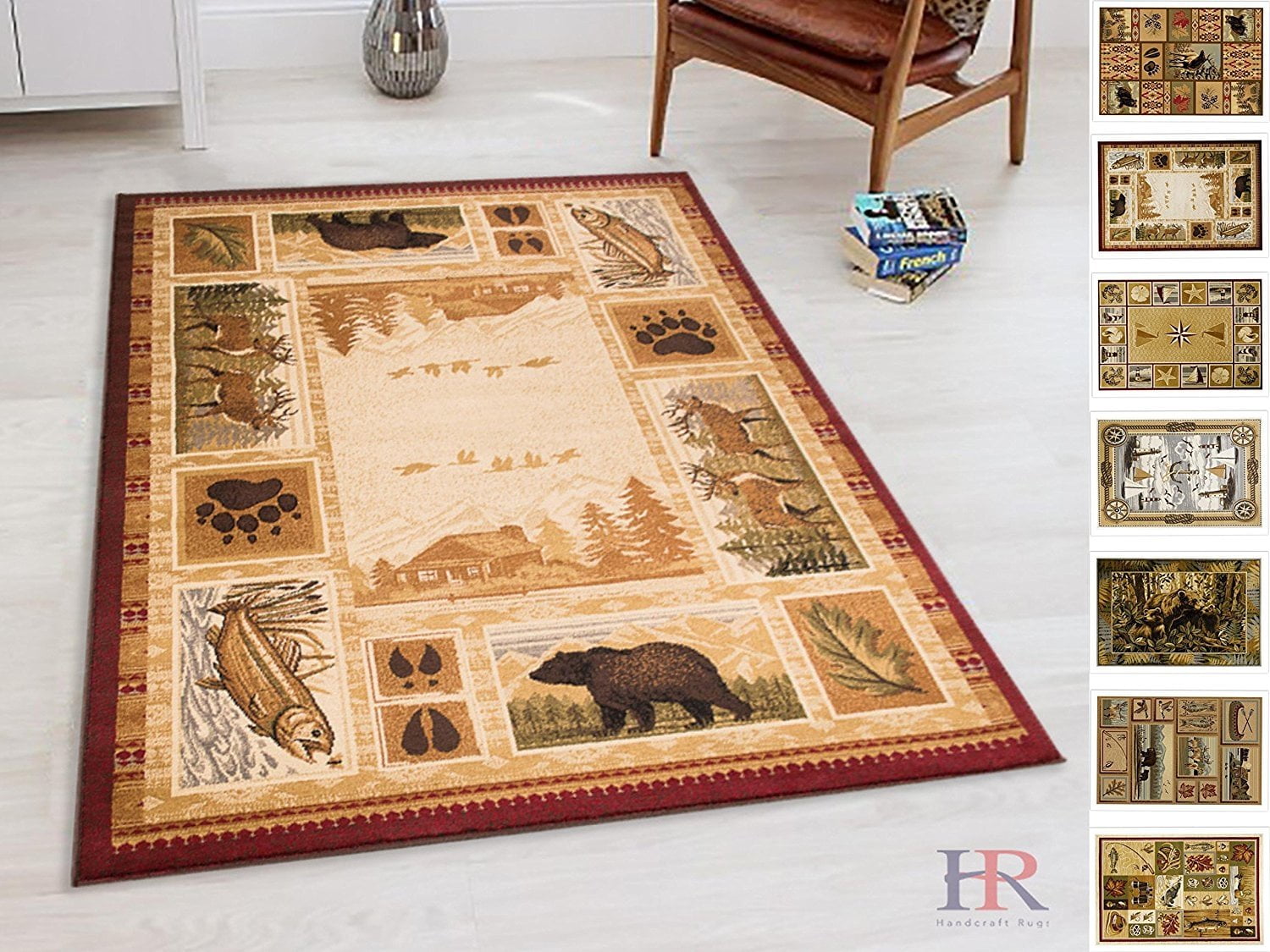 Handcraft Rugs Cabin Rug Lodge, Cabin Nature and Animals Area Rug