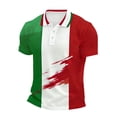 thumbnail image 4 of Mens Polos Men's Short Sleeve Button Down Polo Shirt Italian Flag Print Lightweight Knit Performance Top Casual Summer White L, 4 of 4