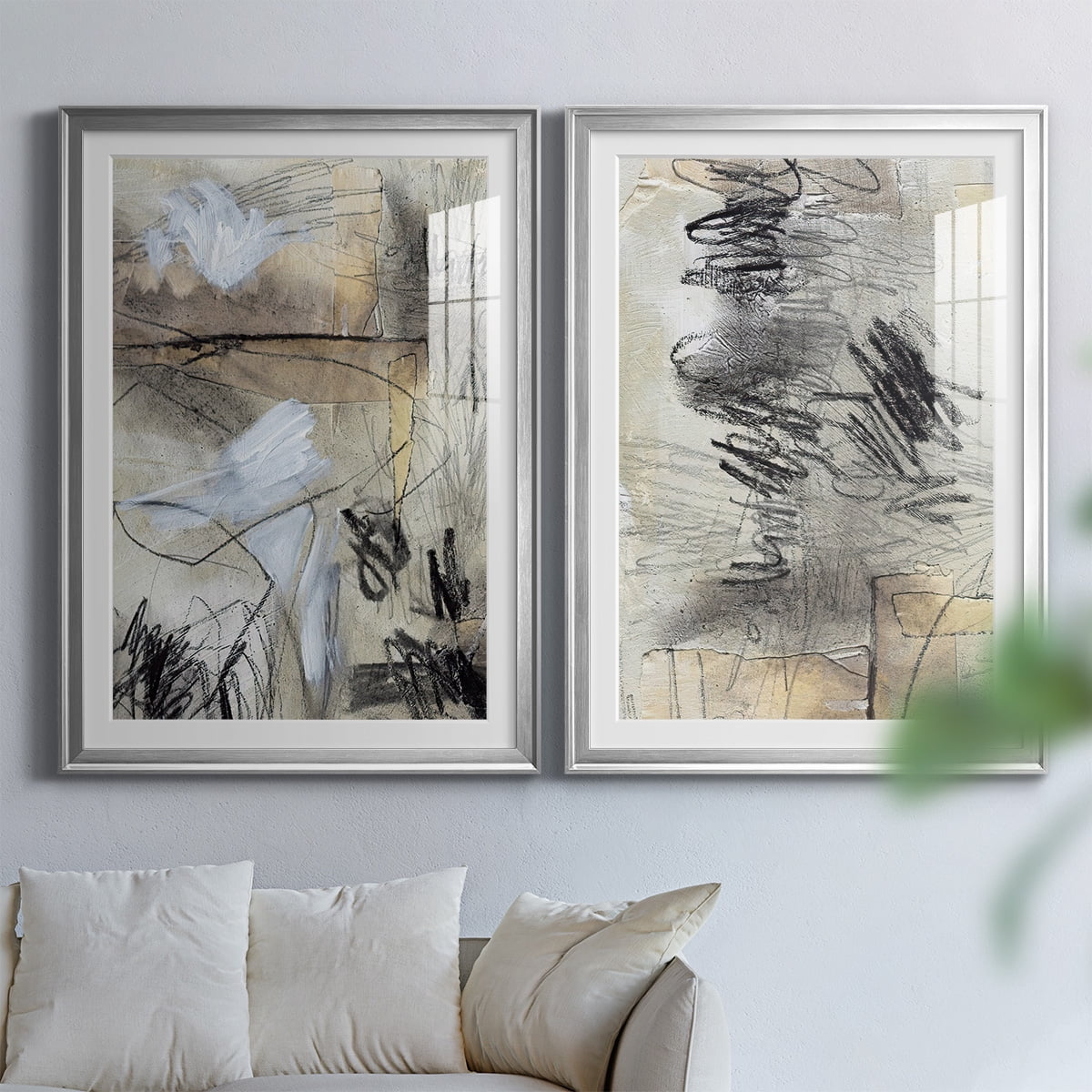 Wexford Home Masked Notes I Premium Framed Print, 18.5" x 24.5" - Ready to Hang, Silver (Set of 2)
