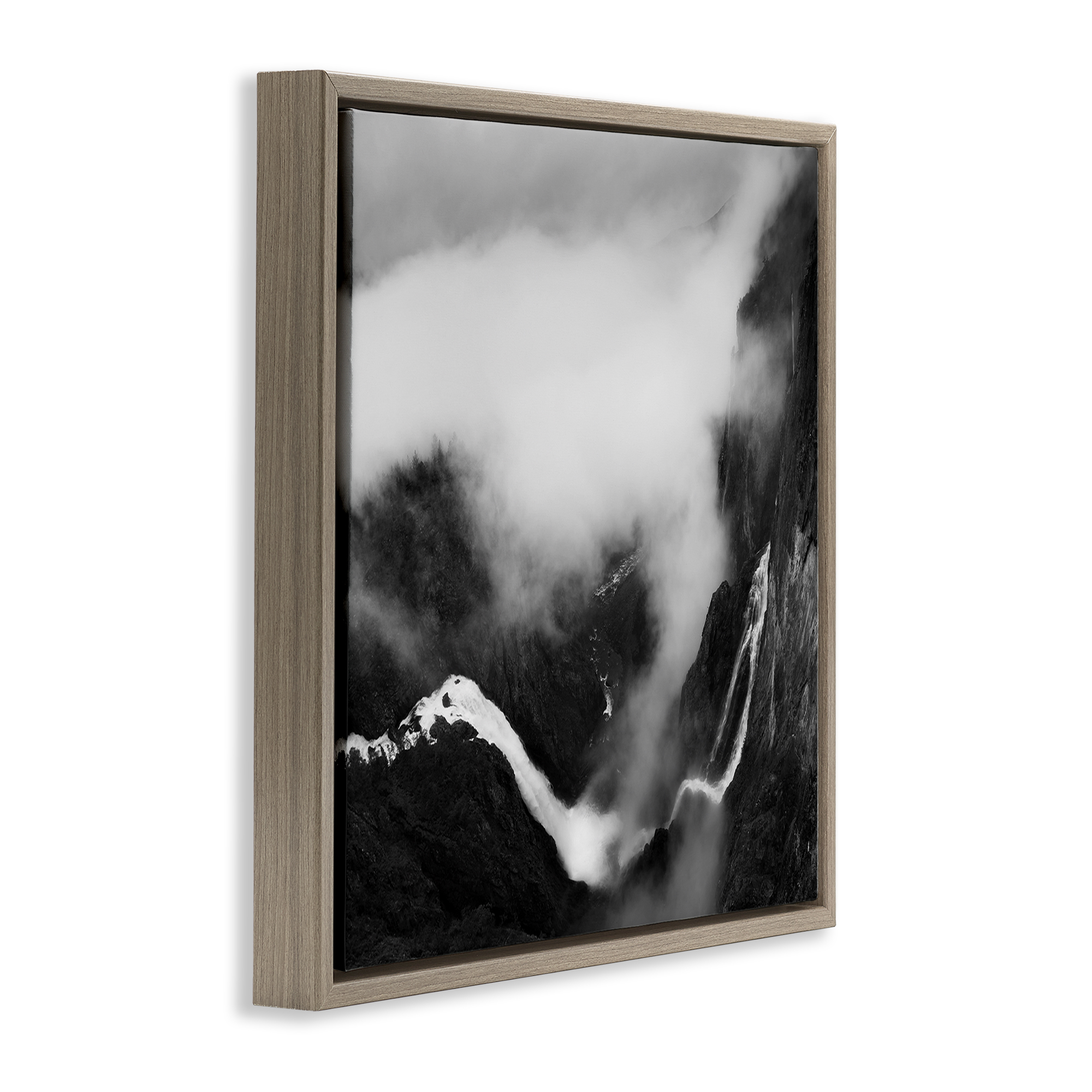 Stupell Industries Foggy Mountain Crags Abstract Photography Brown Floater Framed Canvas Art Print Wall Art, 25 x 25