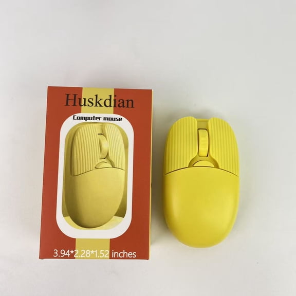 Huskdian Computer mouse,Wireless Mouse Cute Silent Computer Mice with USB Receiver,2.4Ghz Optical Cordless Mini Travel Home Office Mouse for Laptop,Notebook,PC,Computer (Yellow)
