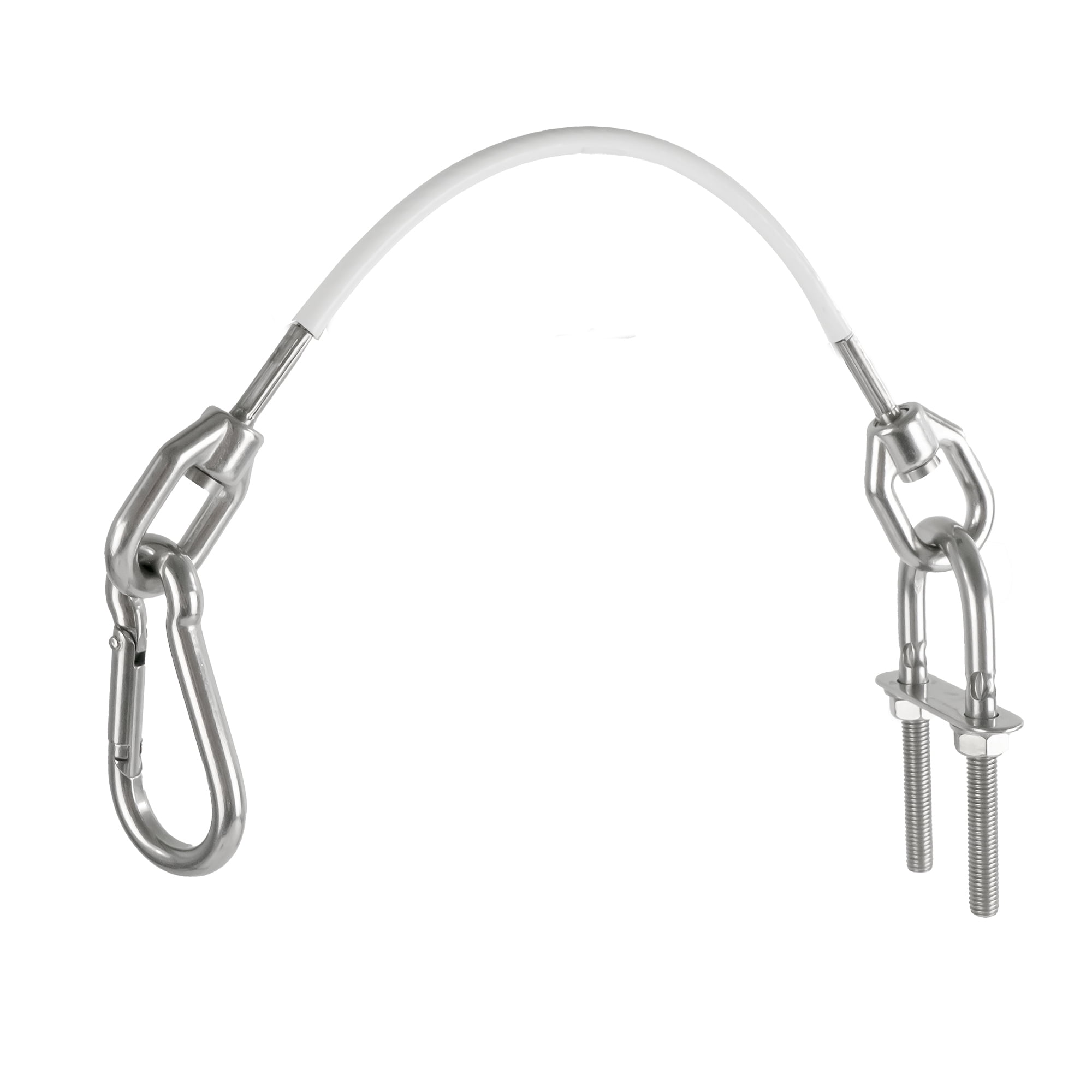 Five Oceans Anchor Safety Strap, Snubber White PVC Coated 7x19 Wire Rope with 5/16 in Carabiner