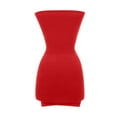 thumbnail image 3 of Puntoco Plus Size Womens Solid Color Elastic Buttocks Wrapped Chest Ultra Short Skirt Strapless Dress Sleeveless Dress Red 6(M), 3 of 4