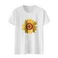 thumbnail image 4 of Babysbule Shirts for Women Women's Fashion Round Neck Short Sleeve Easter Sunflower Print Tops, 4 of 7