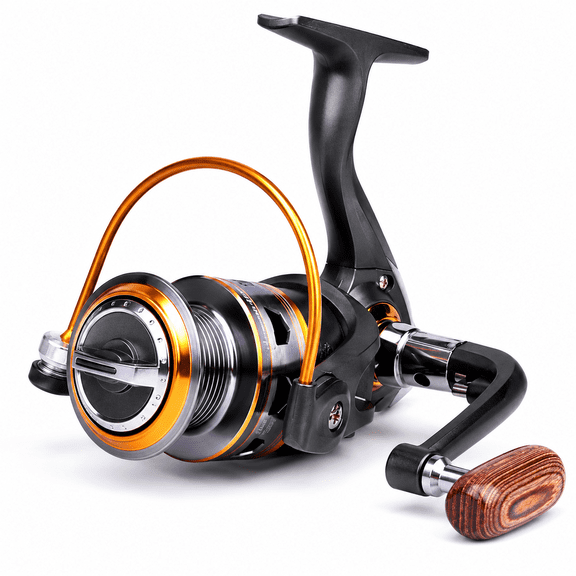 Fishing Reels Spinning with Left/Right Interchangeable Collapsible Wood Handle Powerful Metal Body 5.2:1/5.1:1 Gear Ratio Smooth 11BB for Inshore Boat Rock Freshwater Saltwater Fishing