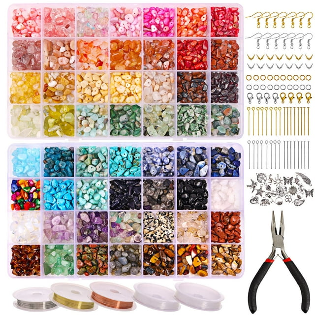 Kit para hacer joyas QUEFE, 1800 unidades, cuentas de cristal con suministros