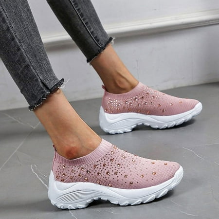 

XIAQUJ Women s Shoes Summer New Breathable Sports Shoes Women s Mesh Flying Woven Women s Fashion Sneakers Pink 8(39)
