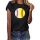 thumbnail image 1 of Gibobby Playera Manga Corta para Mujer Mujeres Casual Béisbol Impresión Mangas Cuello Redondo Camiseta Suelta Blusa Tops(Negro,M), 1 of 4
