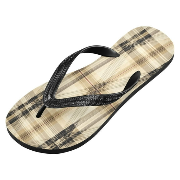 iauyy Unisex Printed Flip Flop Sandals - Lightweight Non-Slip Beach Shoes,A Plaid Pattern