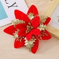 thumbnail image 5 of TOPRenddon 6 Pcs Glitter Poinsettia 5.5" Artificial Flowers Christmas with Clips Stems Xmas Tree Ornaments for Wedding Party Wreath Decoration, 5 of 6