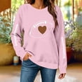 thumbnail image 4 of Yangnuo Women's Football Heart Graphic Crew Neck Sweatshirt Sleeve Stitch Print Loose Long Sleeve Casual Pullover Tops, 4 of 5