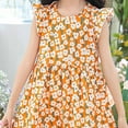 thumbnail image 4 of Spazoro Toddler Girls A-Line Dress, 2025 New Style Crew Neck Floral Print Sleeveless Summer Dresses for Child Girls Orange Size 13 T, 4 of 5