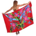 thumbnail image 2 of HAPPY BAY Women's Summer Beachwear Sarong Bikini Wraps Swim Cover up Skirt Wrap Bathing suit Swimwear Swimsuit Beach Coverups for Women One Size Floral, Red, 2 of 4