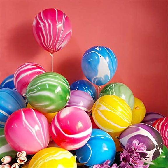 Rainbow Tie Dye Balloons 100PCS 12 Inch Agate Marble Latex Balloons (Multi-Color)