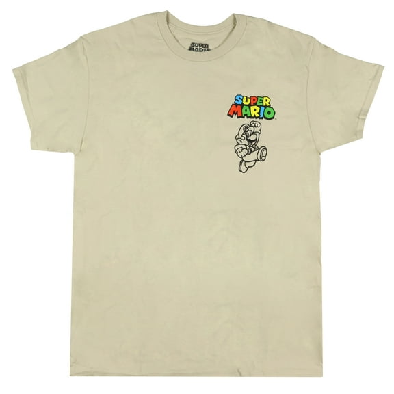 Super Mario T-Shirt Men's Character Group Sketch Design Two-Sided Adult Tee