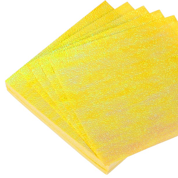 Uxcell 100 hojas de papel de origami brillante de 4x4 pulgadas, papel cuadrado brillante y chispeante de 10x10 cm, papel iridiscente para manualidades y decoración, amarillo