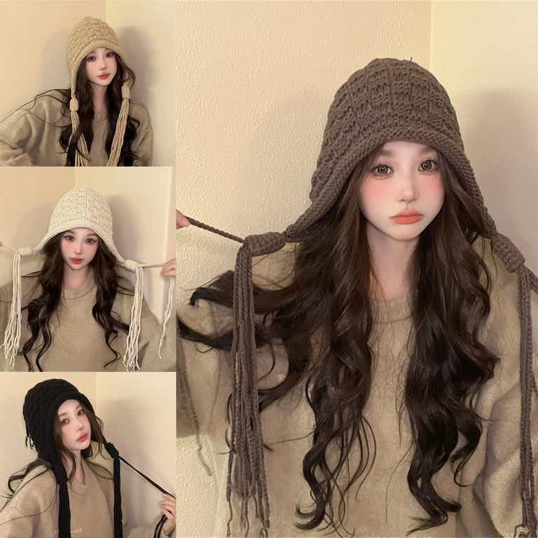 Bohemian Tassels Braids Cap Warm Ear Flap Hat Female Beanie Soft