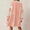 thumbnail image 6 of Annhoo Womens Oversized Sweatshirt Dresses Fall Long Sleeve Lapel Neck Pleated Mini Dress Fashion Color Block Dresses, 6 of 7