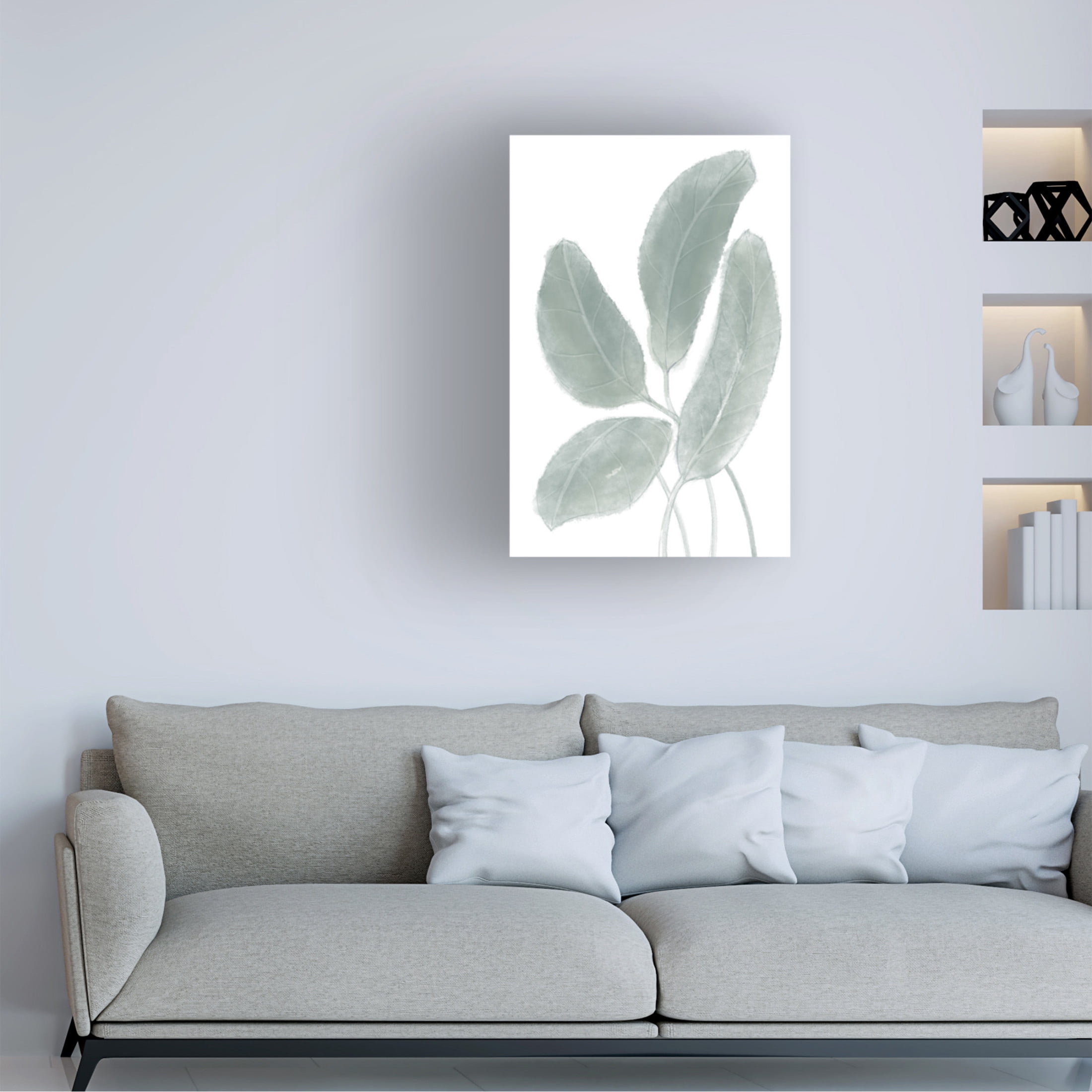 Canvas Wall Art - Pictufy Studio Ii 'Leaves Watercolor 02' Wall Art for Living Room, Bedroom, or Office Décor by Trademark Fine Art - 30 x 47 Inches