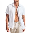 thumbnail image 2 of Camisas Casuales de Corta con Botones para Hombre, con Textura, para Playa y Verano, con Bolsillo L, 2 of 10