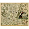 thumbnail image 2 of Visscher 17x15 Black Ornate Wood Framed with Double Matting Museum Art Print Titled - Alsace Region France - Visscher 1681, 2 of 4