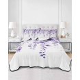 thumbnail image 3 of Quilts Twin Size, Purple Eucalyptus Leaves Soft Comforter Bedding Set for Bed, Spring Rustic Botanical Lightweight Quilted Bedspread with Pillow Cover(2 Pieces) for All Season, 68x86 Inch, 3 of 6