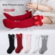 thumbnail image 3 of Calcetines de tubo medio a rayas para niños y niñas, calcetines de tubo largos con lazo para niños, calcetines de bebé con boca de burbuja y boca suelta, 3 of 6