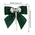 thumbnail image 2 of DARING DIVA Women's Velvet Faux Pearl Rhinestone Bow Tie Green, 2 of 5
