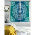 thumbnail image 4 of Blue Teal Boho Sheer Curtains 63 Inch Length 2 Panels Set, Semi Transparent Voile Rod Pocket Curtains for Living Dining Room Bedroom Drapes Retro Rustic Ethnic Abstract Geometric Art, 4 of 6