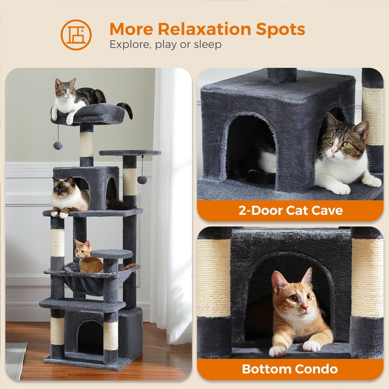 Pawz Road 54-Inch Multi-Level Cat Tree Tower, Dark Gray photo 4