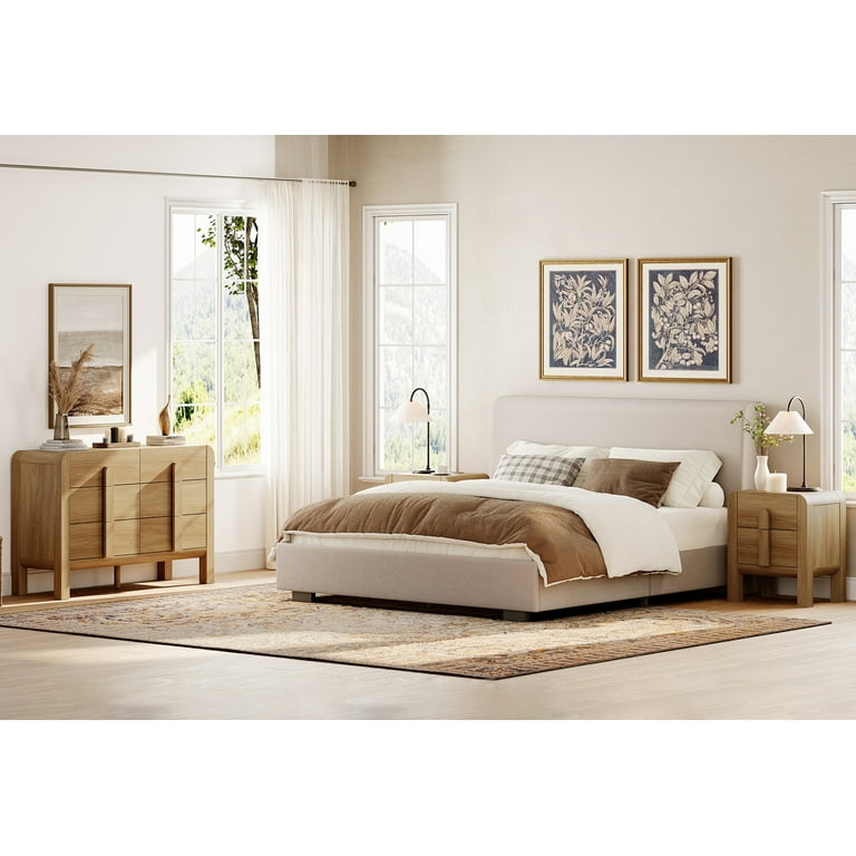 dresser night stands 4 Pcs Bedroom Set,Reeded 6 Drawer Dresser and Nightstand Sets for Bedroom, Night Stand Set of 2