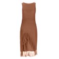 thumbnail image 3 of Women's Bodycon Dress Sleeveless Round Neck Knee Length Dress Brown, 3 of 5