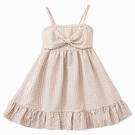 KPOPLK Baby Girl Clothes Cute Spring Summer Sun Dresses Toddler Casual Beach Boho Floral Dress Girls Summer Outfits(4-5 Years,Khaki)