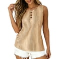thumbnail image 3 of Asxite Tank Tops for Women Sleeveless Striped Print Round Neck Button Detail Casual Blouse, 3 of 5