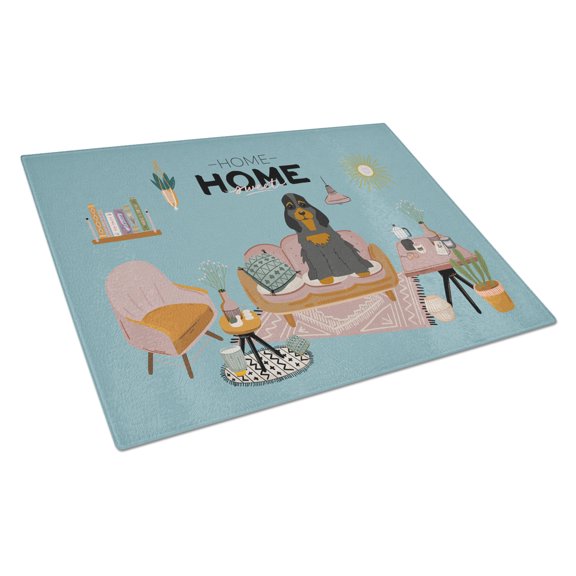 Carolines Treasures CK7938LCB Black Tan Cocker Spaniel Sweet Home Glass Cutting Board Large 12H x 16W multicolor