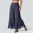 thumbnail image 2 of KLHDSF Pants For Women Chiffon Wide Leg Trousers Loose Fit Casual Summer Long Pants Gray L, 2 of 7