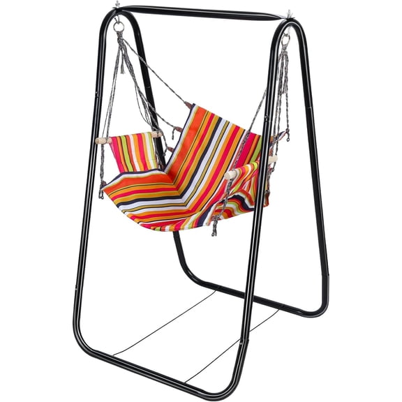 Hammock Chair Stand, 220Lbs Swing Stand Heavy Duty Hanging Chair Stand for Outdoor Indoor A-Shaped Construction with chair