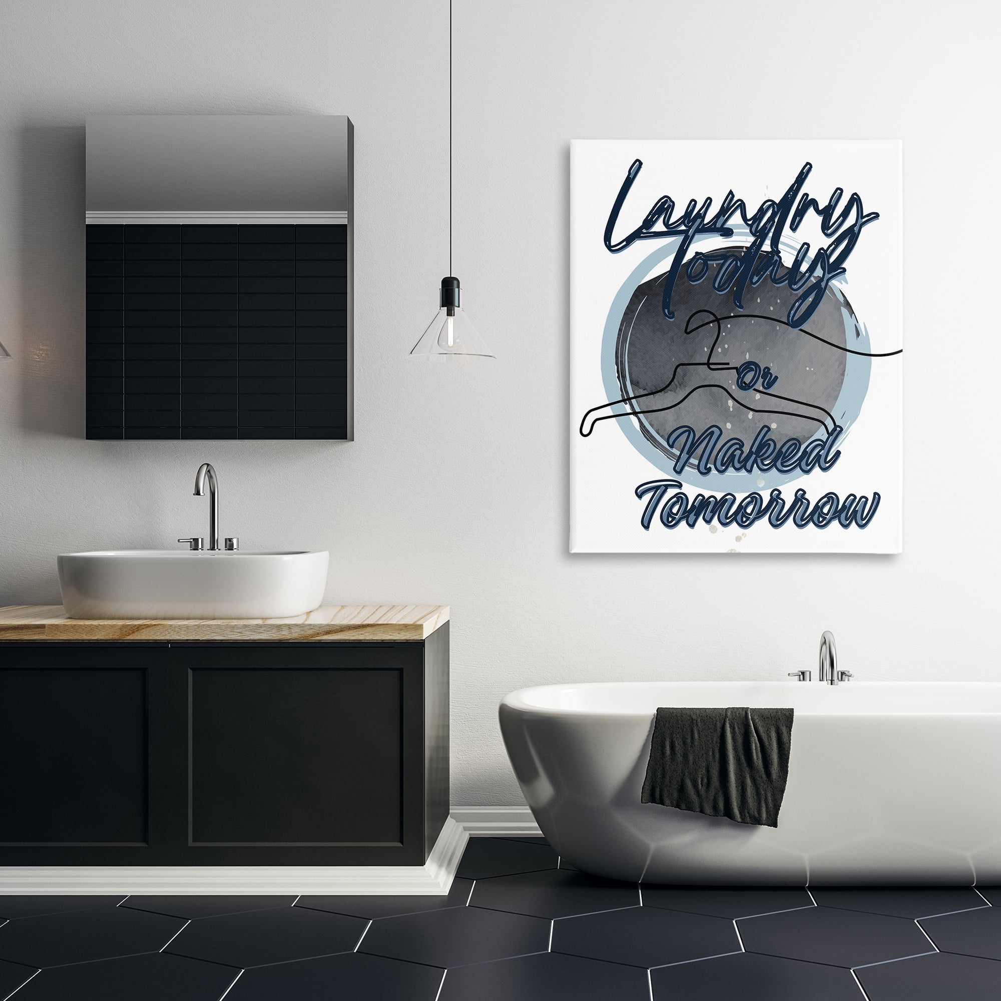 Laundry Phrase with Hanger Contour Canvas Wall Art, design by Jesse Keith