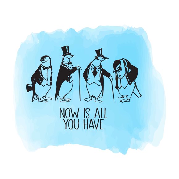 Boys Now Is All You Have Uplifting Quote Wall Decal Decoration Cute Gentlemen Penguins In SuitsCool Penguin Friends Lasts Years and Easily Removable - Size: 30 In(W) x 24 In(H)