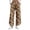 Brown, variant on Women's Camo Wide Leg Pants Elastic Waist Casual Camouflage Printed Trousers Curved Split Hem Pants with Pockets