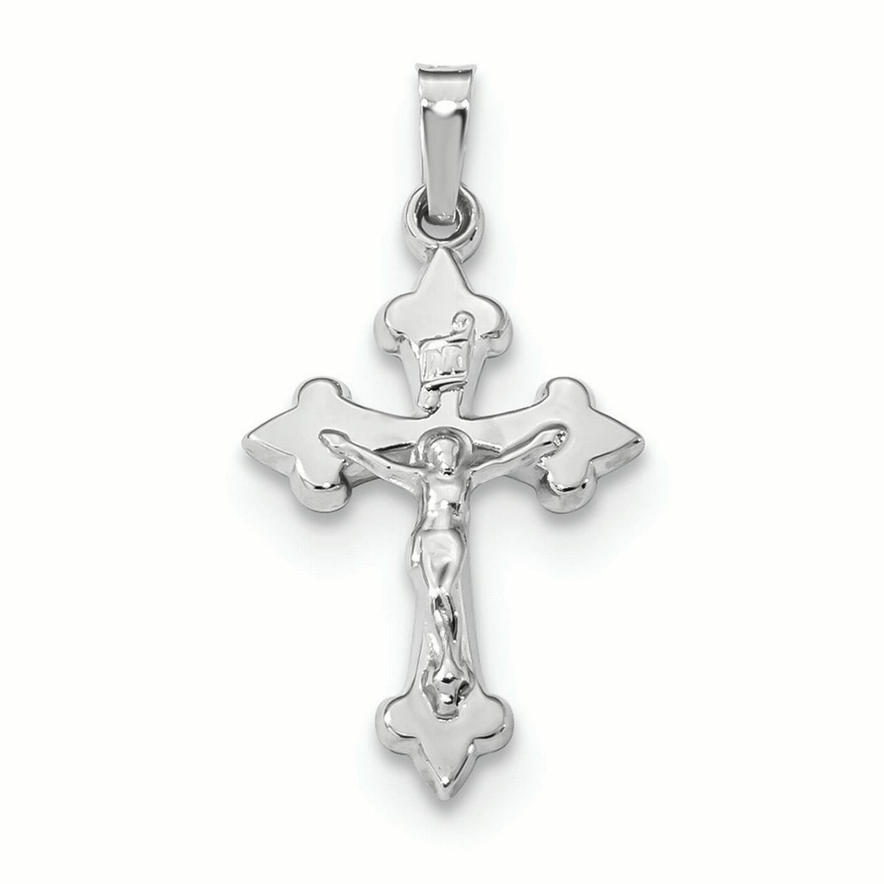 Pendant Religious - 14K White Gold Polished Fleur De Lis Crucifix Charm ...