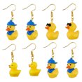 thumbnail image 4 of Pendientes de pato amarillo tridimensionales de moda, joyería de pato genial, pendientes de gancho para la oreja con animales de dibujos animados, material liviano, 4 of 5