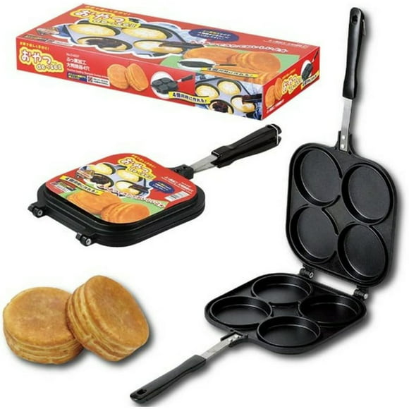 WBTAYB 4742, Japanese Obanyaki Pan Stuffed Pancake Toaster Large 3 inch Pancake Maker Nonstick Aluminum Pan, Four Molds