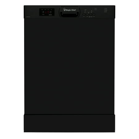 Magic Chef 24 in. Black Front Control Built-in Stainless Steel Tall Tub Dishwasher in Black