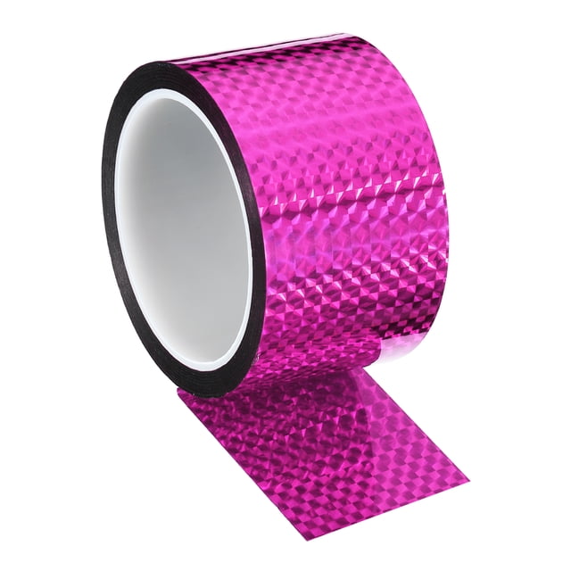 Unique Bargains Ruban Prisme 60mmx50m Holographique Réfléchissant Auto-Adhésif Décor, Rouge Rose