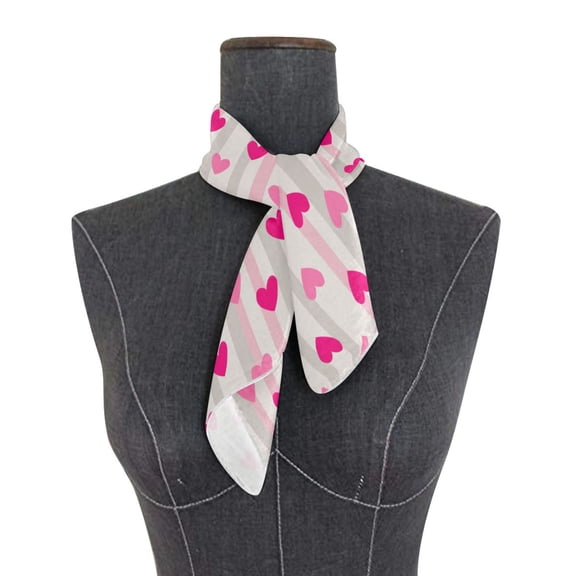 Square Scarf 24x24 Inch Neutral Pink Love Pattern Silky Satin Sun Protection Neck Scarf for Women Multi-Purpose Head Wrap Bandana for Hair Bag Decoration