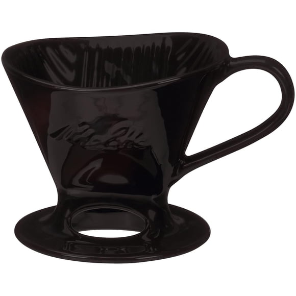 Melitta - Cafetera de porcelana con cono de vertido de 1 taza, color negro brillante