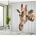 thumbnail image 5 of Ambesonne Animal Shower Curtain, Savannah Wildlife Giraffe, 69"Wx84"L, Brown and Grey, 5 of 5